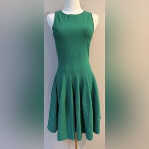 Alexander McQueen Teal Green Sleeveless Fit-and-Flare Mini Dress
